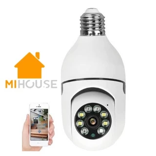Câmera wifi ip sem fio giratória 360 com encaixe lâmpada bocal full HD visão noturna segurança