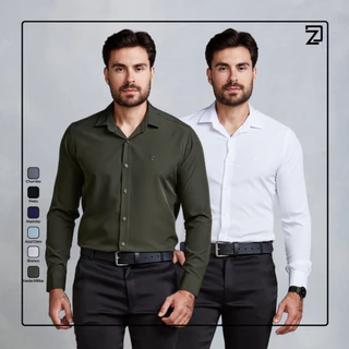 Kit 2 Camisas Sociais Slim Fit Masculina Spandex