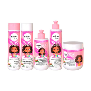 Kit Shampoo + Condicionador + Máscara + Ativador de Cachos + Creme de Pentear SOS Cachos Kids Hidratação