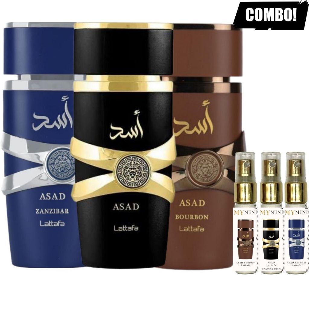 Kit 3X Perfumes Árabes ASAD / ASAD Bourbon / ASAD Zanzibar Eau de ...