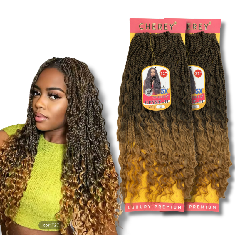 Kit 2 Trança Gypsy c/ Cachos Pronta p/ Colocação 300g Crochet Braids ...