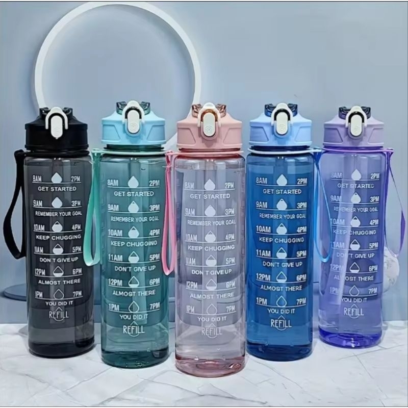 Garrafa Squeeze De Água 900 Ml Adesivos Academia Escola Treino Antivazamento