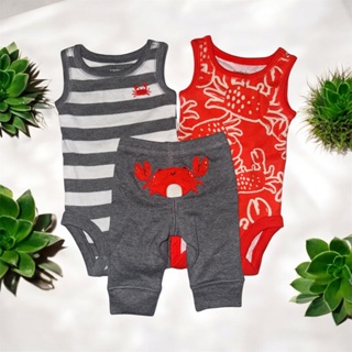 Trio Carter's Body Regata e Calça Caranguejo em Oferta na Shopee