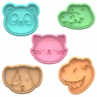 Kit 5 Cortador Marcador Floresta Animais Safari Cookie Americana