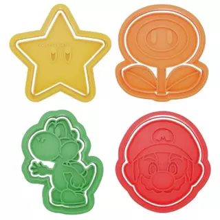 Kit 4 Cortador Marcador Super Mario Nintendo Pasta Cookie
