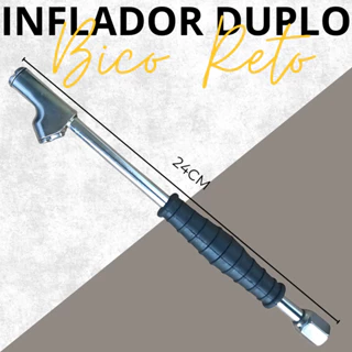 Bico Inflador De Encher Pneu 24cm 1/4 - Duplo Bico Reto Cabo Emborrachado em Oferta na Shopee