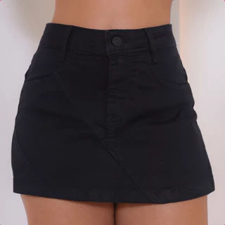 Short Saia Feminino Jeans Cintura Alta Com Lycra Levanta Bumbum Stillger