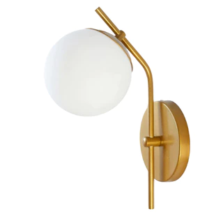 Arandela de Parede Base Inclinada Globo Branco Gold LED 3 cores Bivolt