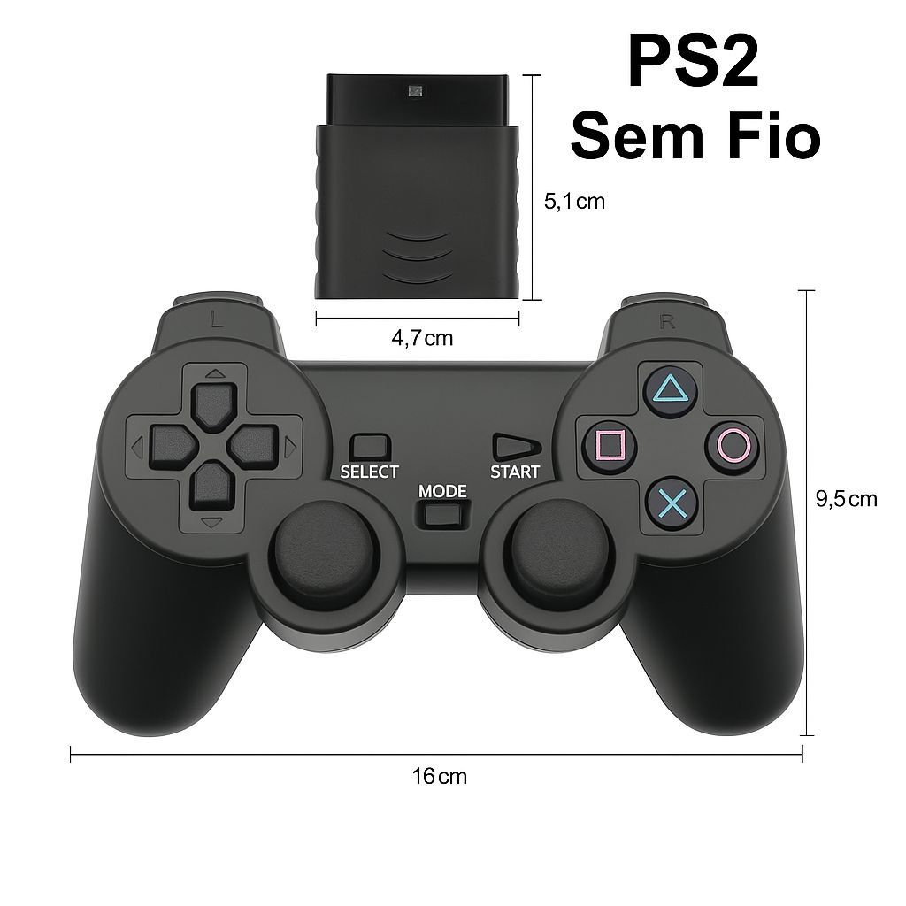 Kit 2 Controle Ps2 Sem Fio Playstation 2 Joystick Play2