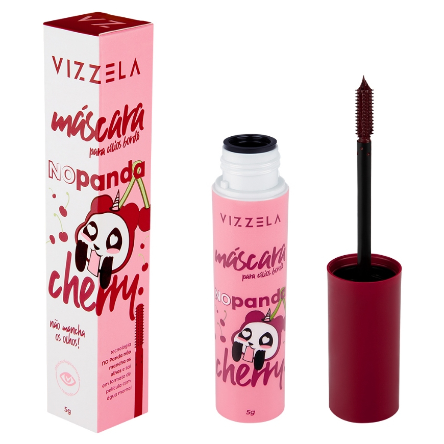 Máscara de Cílios No Panda Cherry Rímel Bordô - Não Mancha Os Olhos Sai ...