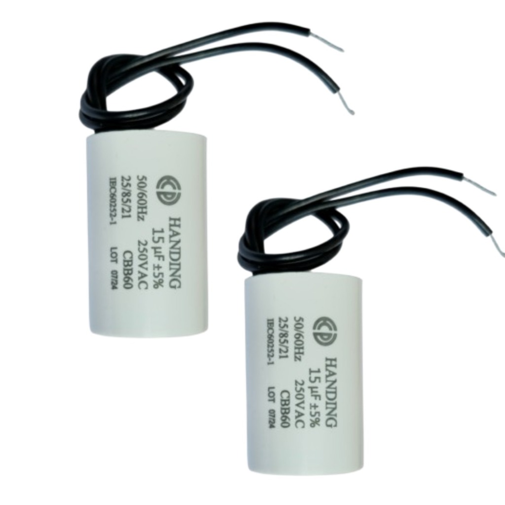 Kit 02 Capacitores 15uF x 250V para Motores de Portões e Máquinas Elétricas