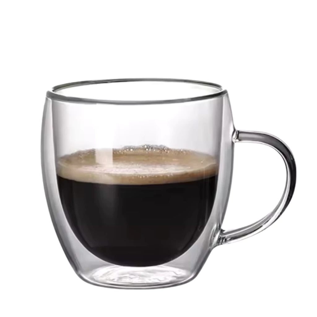 Kit Canecas de Vidro Borossilicato Xicara Parede Dupla 80 ml