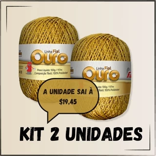 KIT 2 UNIDADES - FIO/LINHA OURO FIAL(similar a linha encanto) - DOURADO em Oferta na Shopee
