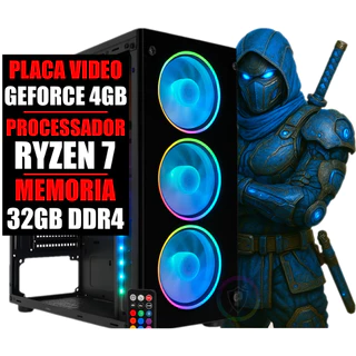 Cpu Computador PC Gamer Amd Ryzen 7 / Placa Video GeForce 4GB / 32GB Ddr4 / SSD 480GB