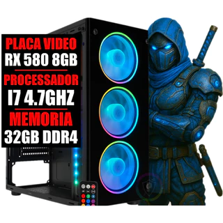 PC Gamer Computador Cpu Intel I7 9 Geração 4.7Ghz / Placa Video Rx 580 8GB / 32GB Ddr4 / 480Gb Ssd