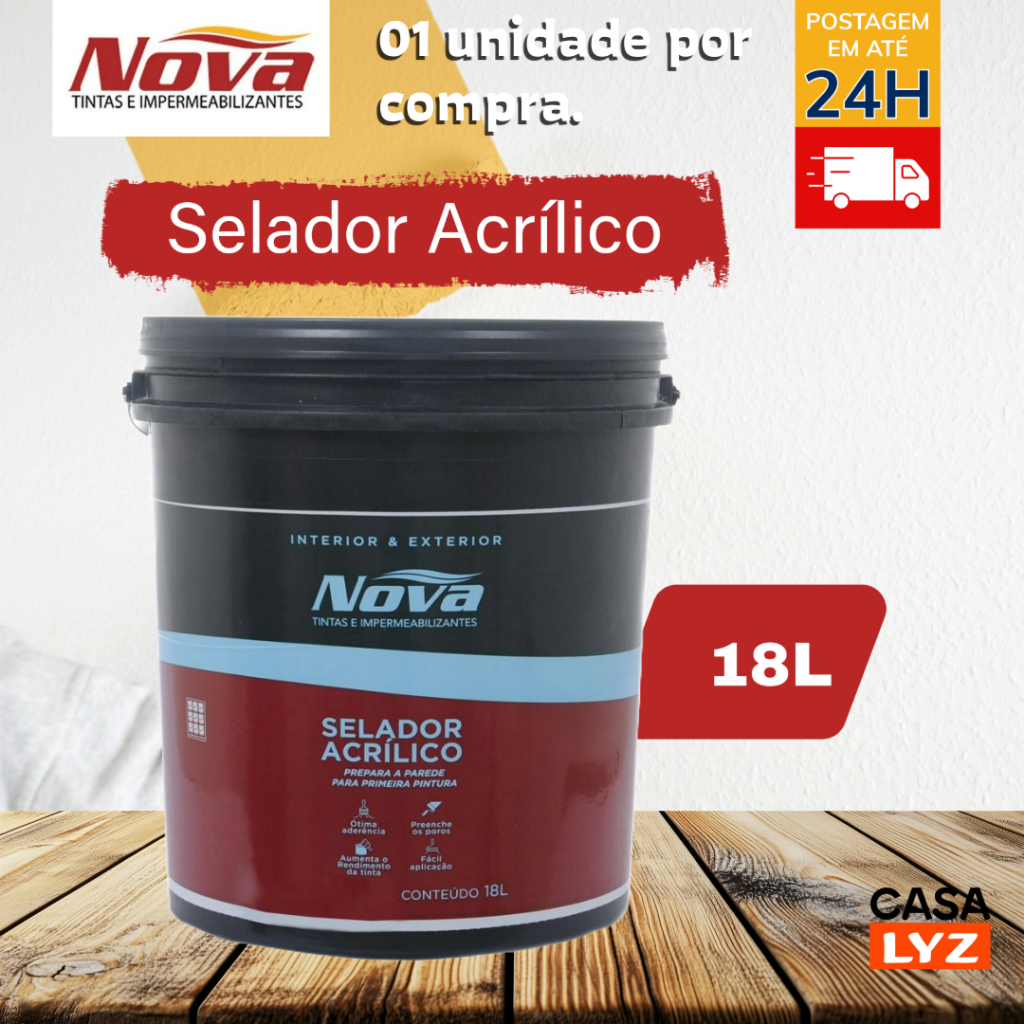 Selador Acrílico Nova Tintas 18L | Interior e Exterior | Alta Aderência | Pronta Entrega