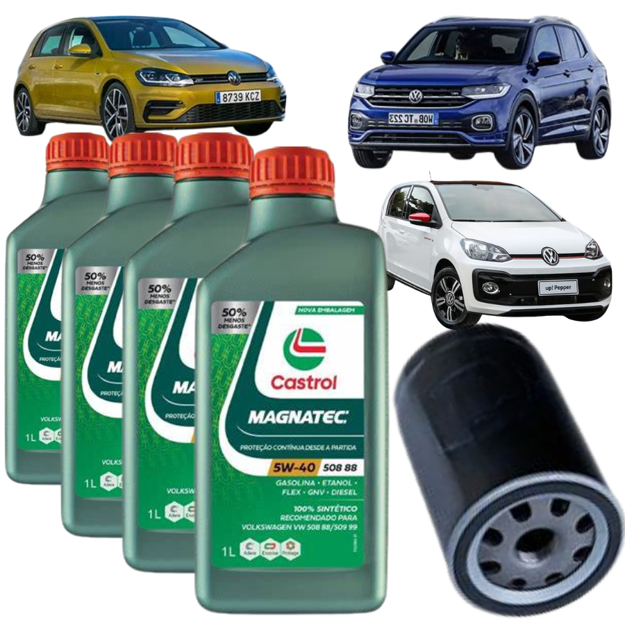 Kit De Troca 5w40 com filtro (Golf / T-cross / Up) Castrol | Shopee Brasil