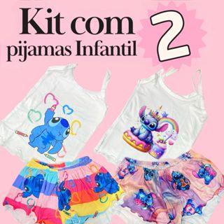 Kit C/2 Pijamas Infantil menina, STITCH estampas sortidas em Oferta na Shopee