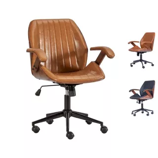 Cadeira de Escritório Ergonômica Giratória Diretor Executiva Couro Saragoça Office Marrom / Preta em Oferta na Shopee