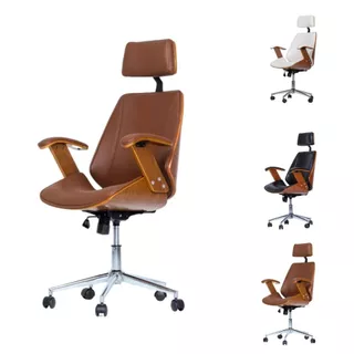 Cadeira de Escritório Ergonômica Giratória Moderna Alta Presidente Lisboa Branca / Preta / Marrom em Oferta na Shopee