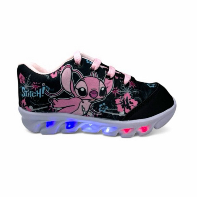 Tênis Infantil Led Stitch Preto Menina Macio Leve Luzinha Colorida