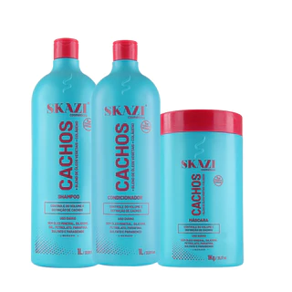 KIT SKAZI VEGANO CACHOS SHAMPOO CONDICIONADOE E MASCARA CACHOS LIBERADO 1L em Oferta na Shopee