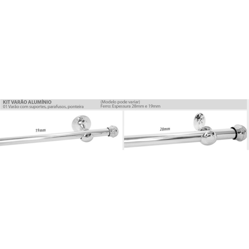 Varões para Cortinas em Alumínio 19mm e 28mm | Shopee Brasil