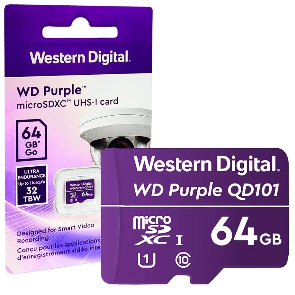 Cartao de memória micro SD 64GB WD Purple Western Digital Intelbras ...