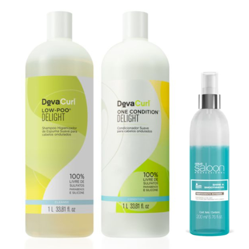Kit Deva Shampoo Low Poo Delight 1L + Cond. One Condition Delight 1L e ...