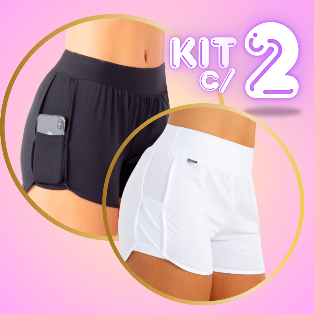 Kit 2 Shorts com Bolso Praia - SAÍDA DE PRAIA & PISCINA FEMININO ...