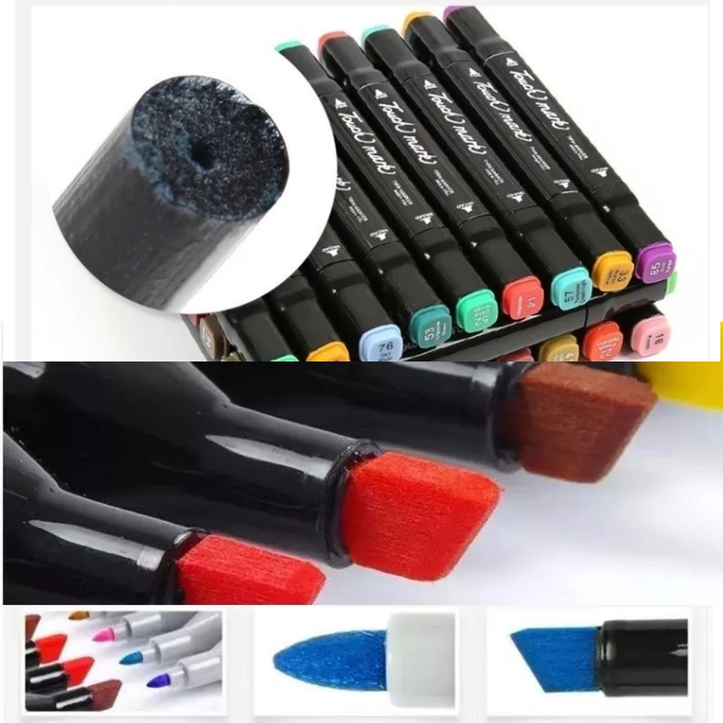 Kit 80 Canetinhas coloridas Ponta Dupla marca texto 80 Cores +