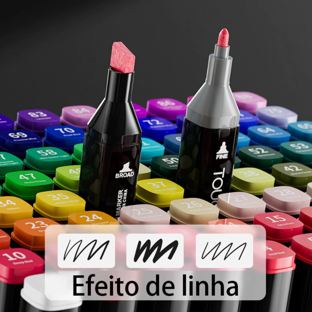 Kit 80 Canetinhas coloridas Ponta Dupla marca texto 80 Cores +