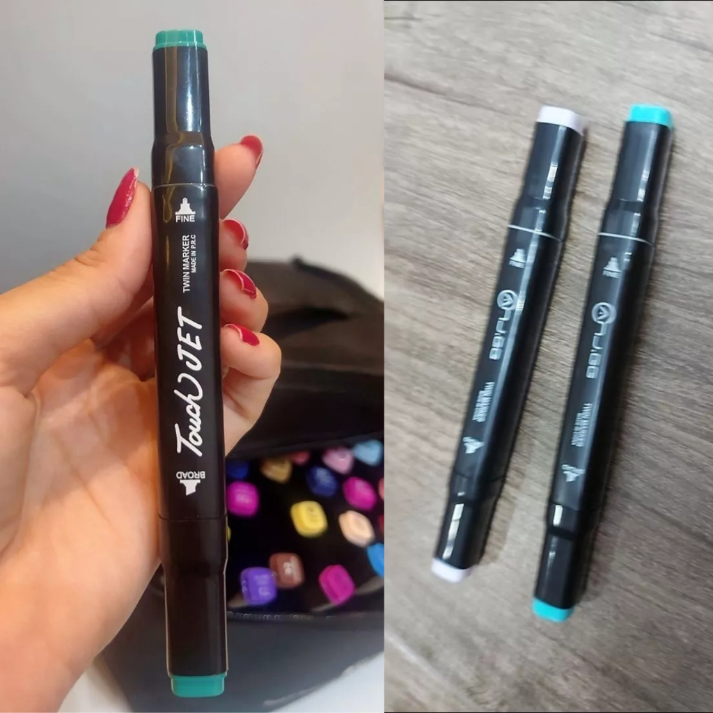 Kit 80 Canetinhas coloridas Ponta Dupla marca texto 80 Cores +