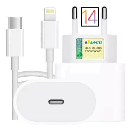 Kit Carregador De iPhone Fonte com Cabo Carregamento Rápido 20w iPhone 8 X Xr 11 12 13 14 Pro Max Ipad