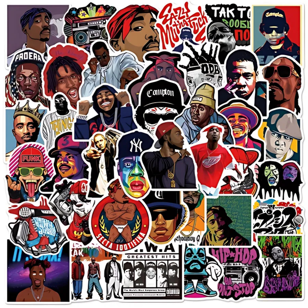 10 Stickers Adesivos Rap Hip Hop Trap Tupac Notorius Eminem Colante ...