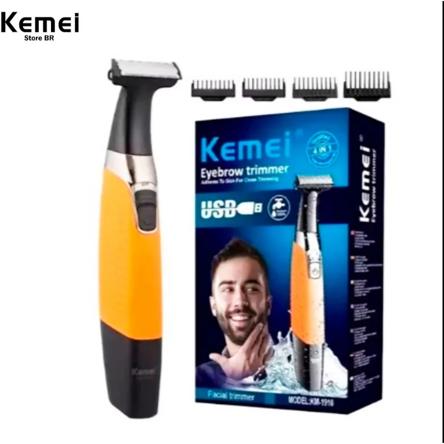 KBT Barbeador Aparador de Pelos Kemei KM- 1910 Portátil Bivolt 110v