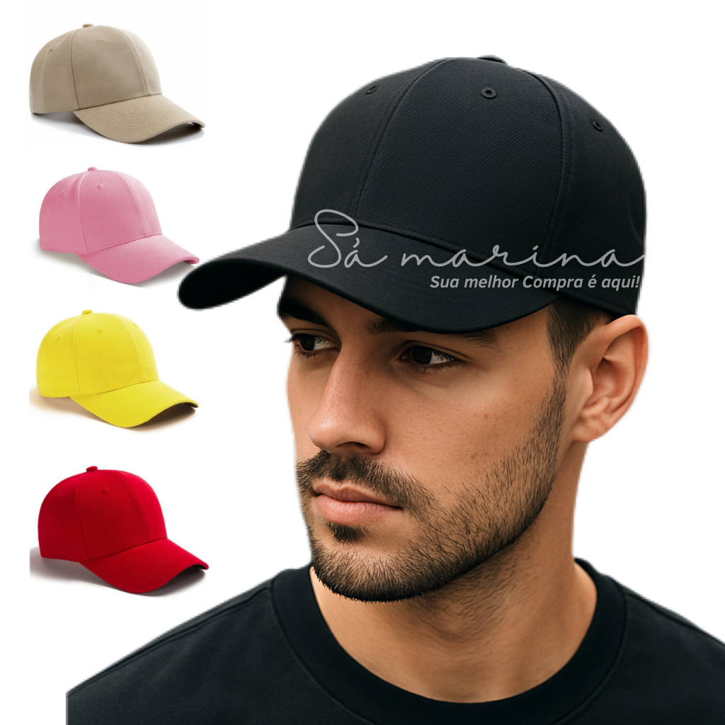 Boné Liso importado fecho Fitão Linha Premium Diversas Cores Adulto ...