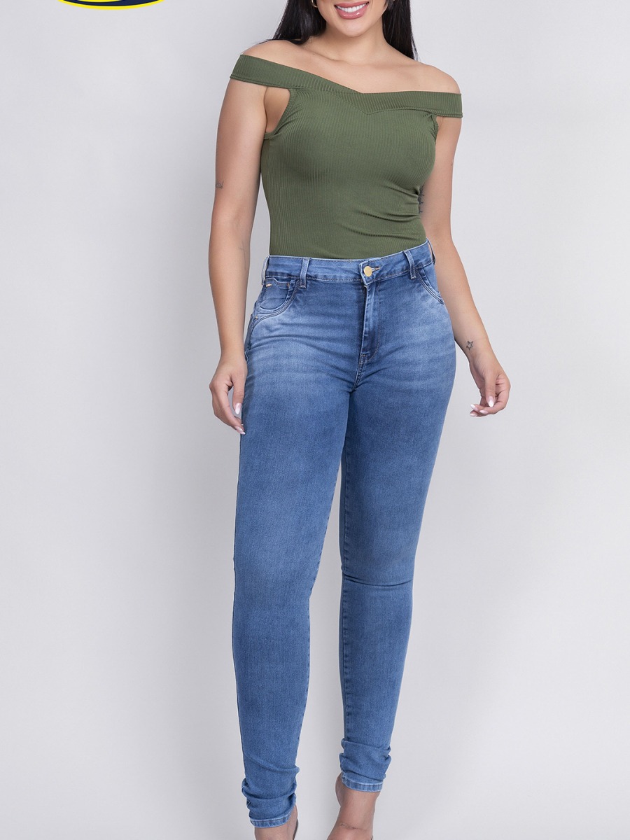 Jeans Ri19 CalÃ§a Ri19 Plus Size Calça Skinny Cintura Média