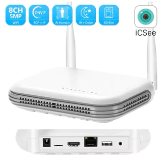 Gravador Wi-Fi NVR para 8 câmeras ICSee 1080p IP HD