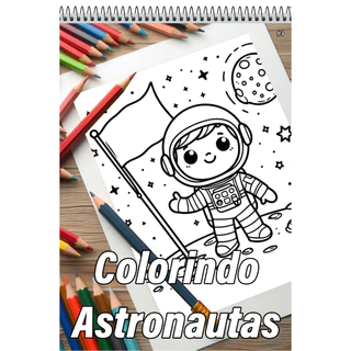 Caderno Com 50 Desenhos Para Colorir Astronautas - Tamanho A4 (21x29,7cm) #03 em Oferta na Shopee