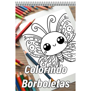 Caderno Com 50 Desenhos Para Colorir Borboletas - Tamanho A4 (21x29,7cm) #10 em Oferta na Shopee