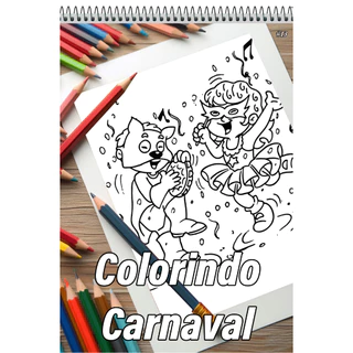 Caderno Com 50 Desenhos Para Colorir Carnaval - Tamanho A4 (21x29,7cm) #13 em Oferta na Shopee