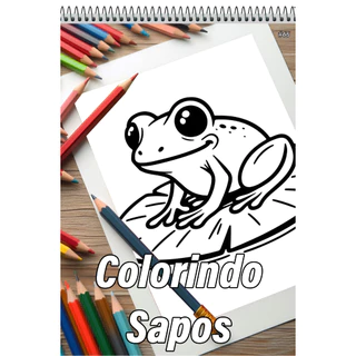Caderno Com 50 Desenhos Para Colorir Sapos - Tamanho A4 (21x29,7cm) #66 em Oferta na Shopee