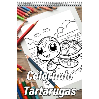 Caderno Com 50 Desenhos Para Colorir Tartarugas - Tamanho A4 (21x29,7cm) #71 em Oferta na Shopee
