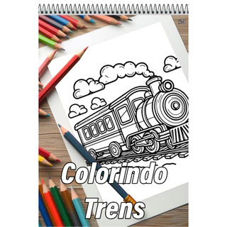 Caderno Com 50 Desenhos Para Colorir Trens - Tamanho A4 (21x29,7cm) #73 em Oferta na Shopee