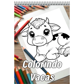 Caderno Com 50 Desenhos Para Colorir Vacas - Tamanho A4 (21x29,7cm) #75 em Oferta na Shopee