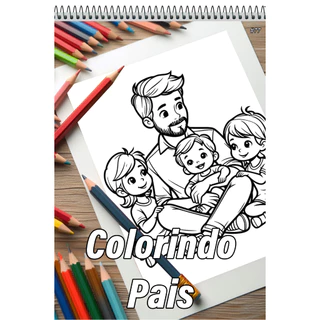 Caderno Com 50 Desenhos Para Colorir Pais - Tamanho A4 (21x29,7cm) #77 em Oferta na Shopee