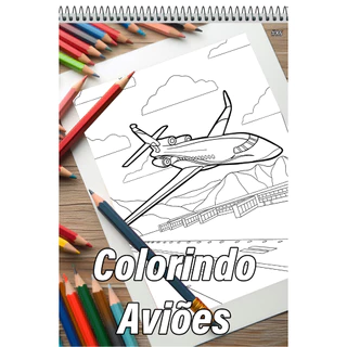 Caderno Com 50 Desenhos Para Colorir Aviões - Tamanho A4 (21x29,7cm) #86 em Oferta na Shopee