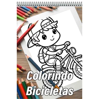 Caderno Com 50 Desenhos Para Colorir Bicicletas - Tamanho A4 (21x29,7cm) #108 em Oferta na Shopee