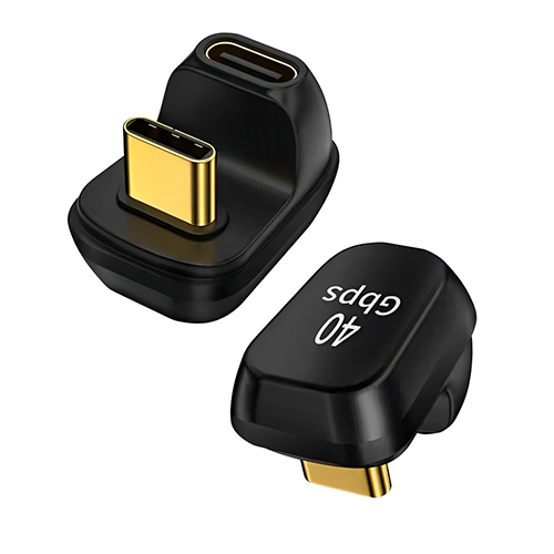 Adaptador Usb-c Macho Para Usb-c Femea 180 Graus 40gbps Ouro